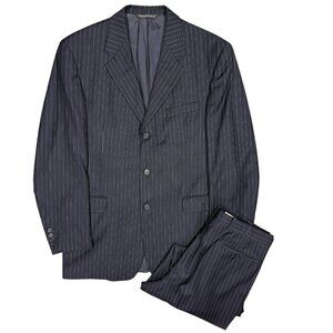 Coppley Suit 2pc Pinstripe 3btn Navy Blue 100% Wool 42T 38x33
